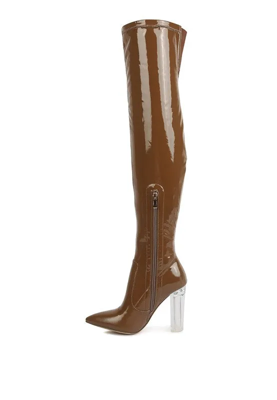 Noire Patent Pu Leather High Knee Boots/ Thigh Boots
