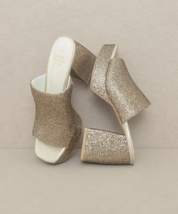 Oasis Society Crystal - Sparkling Rhinestone Platform Slide