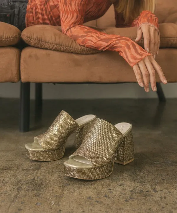 Oasis Society Crystal - Sparkling Rhinestone Platform Slide