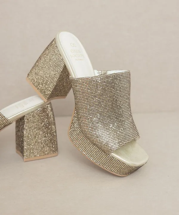 Oasis Society Crystal - Sparkling Rhinestone Platform Slide