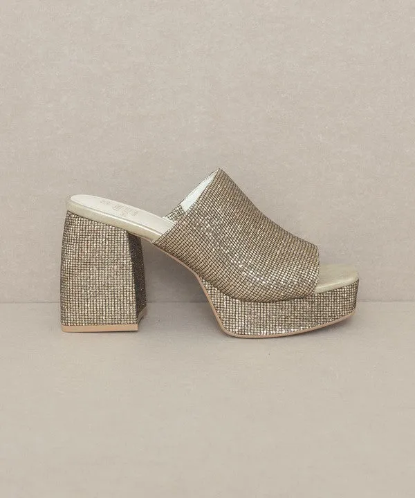 Oasis Society Crystal - Sparkling Rhinestone Platform Slide