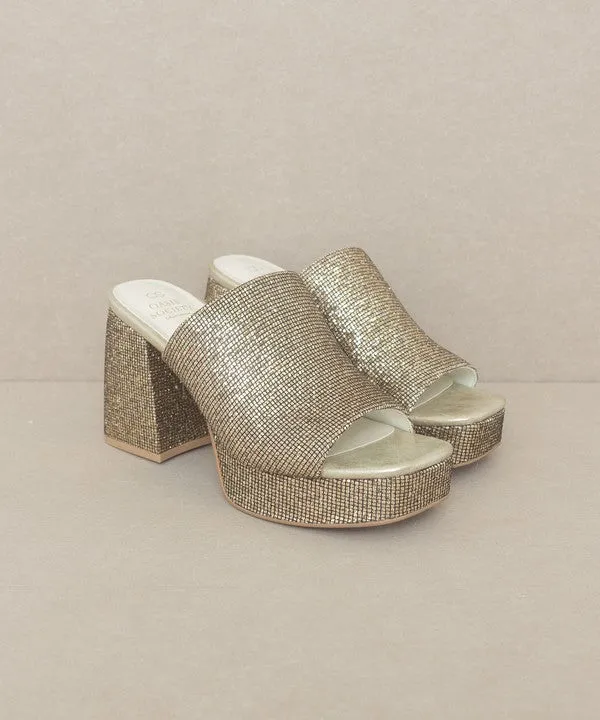 Oasis Society Crystal - Sparkling Rhinestone Platform Slide