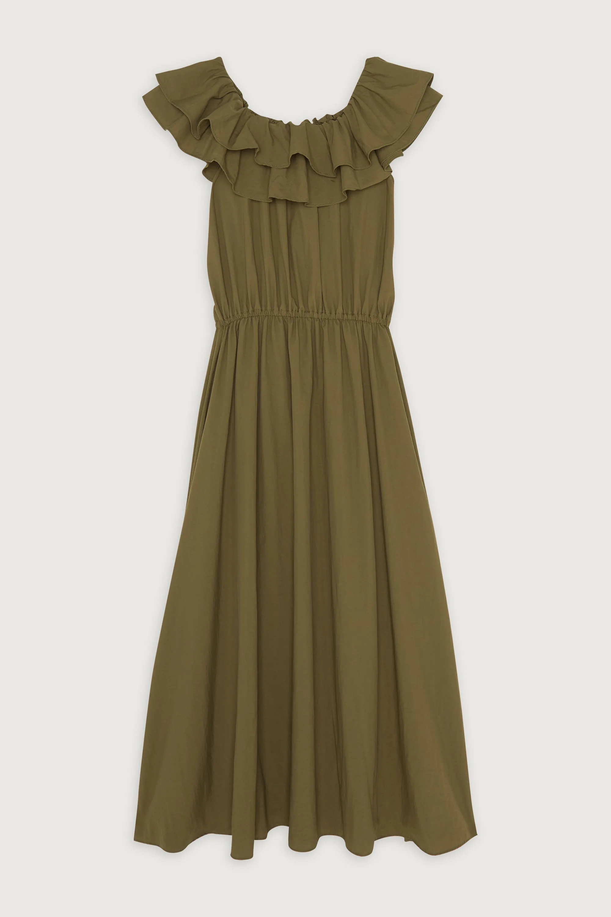 OFF SHOULDER RUFFLED DRESS