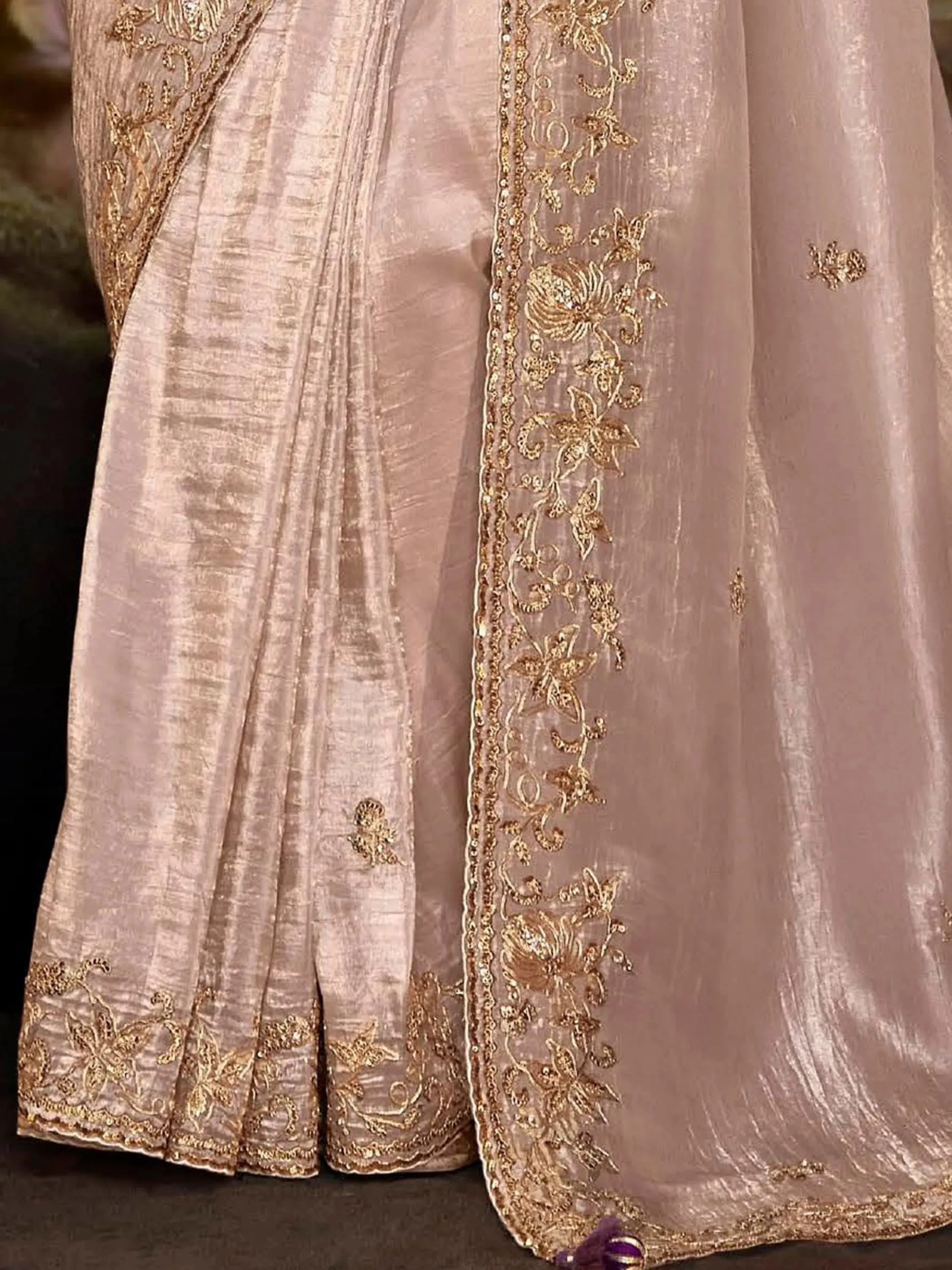 Quicksand Pure Organza Festive Wear Designer Saree With Blouse