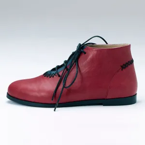 Rehan Ankle Boot | Burgundy & Navy Calfskin Leather