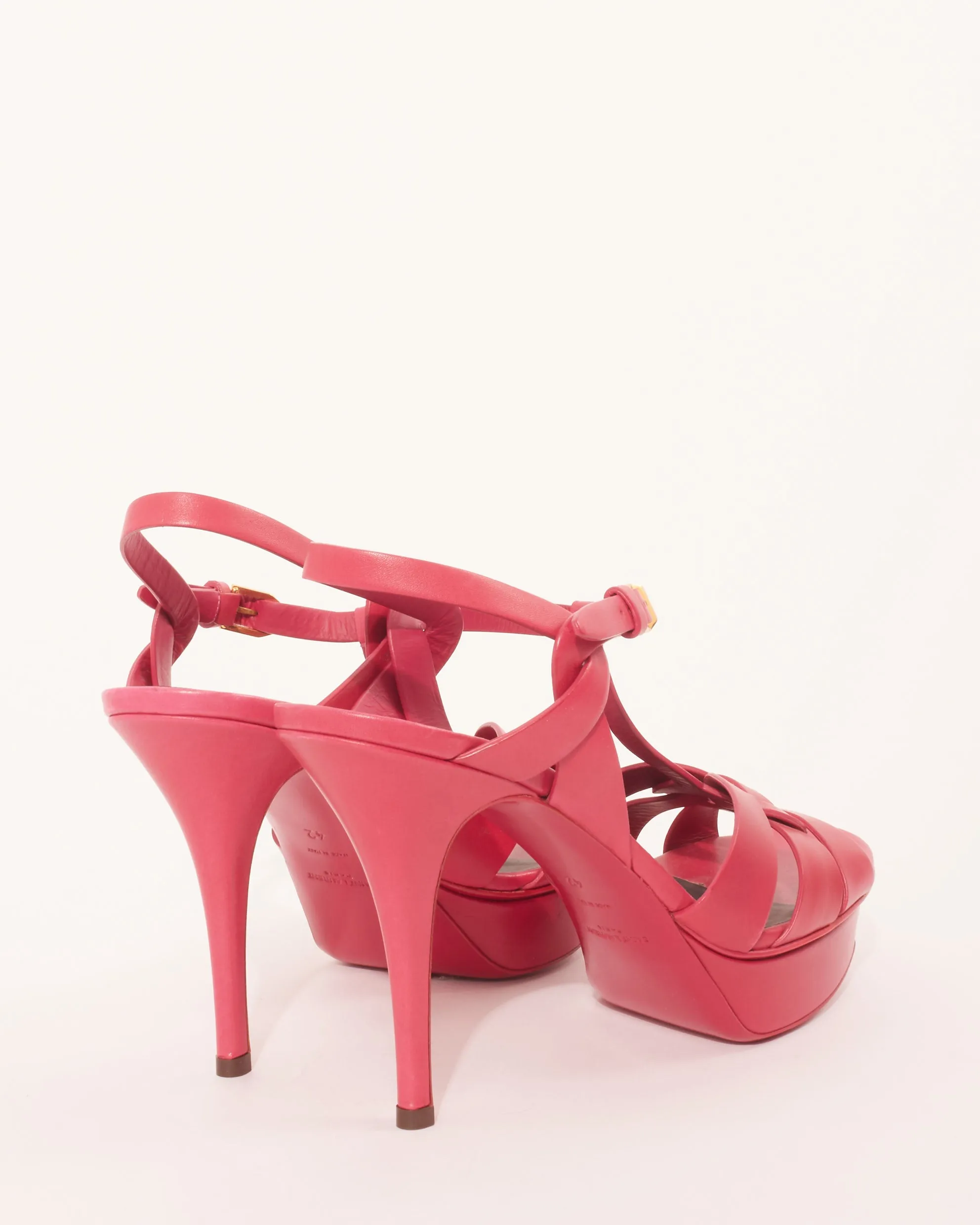 Saint Laurent Pink Leather Platform Tribute Stiletto Heels - 42