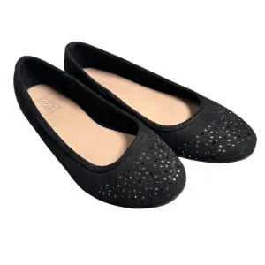 Simply Styled Black Faux Suede Sparkle Toe Ballet Flats Ladies Size 6.5