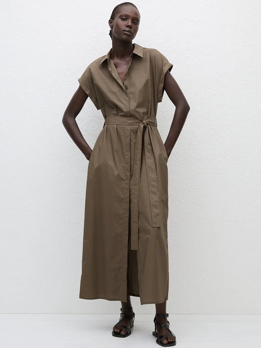 Sleeveless Shirt Dress in Birch