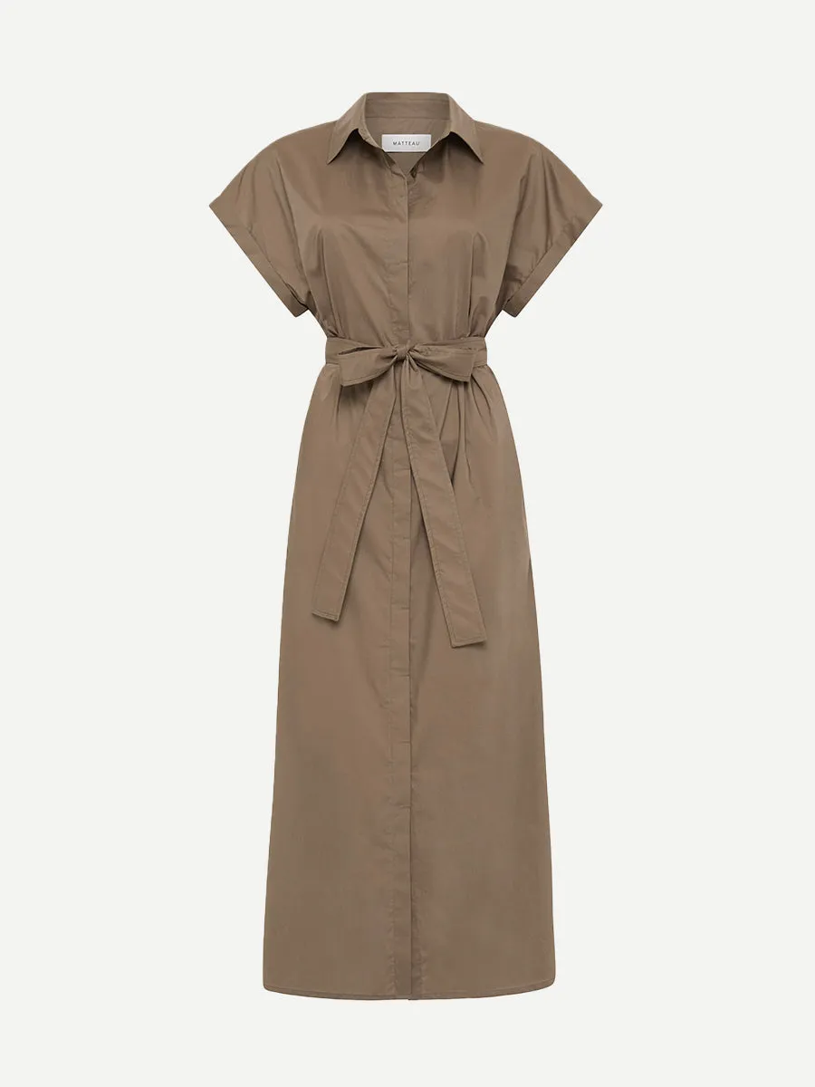 Sleeveless Shirt Dress in Birch