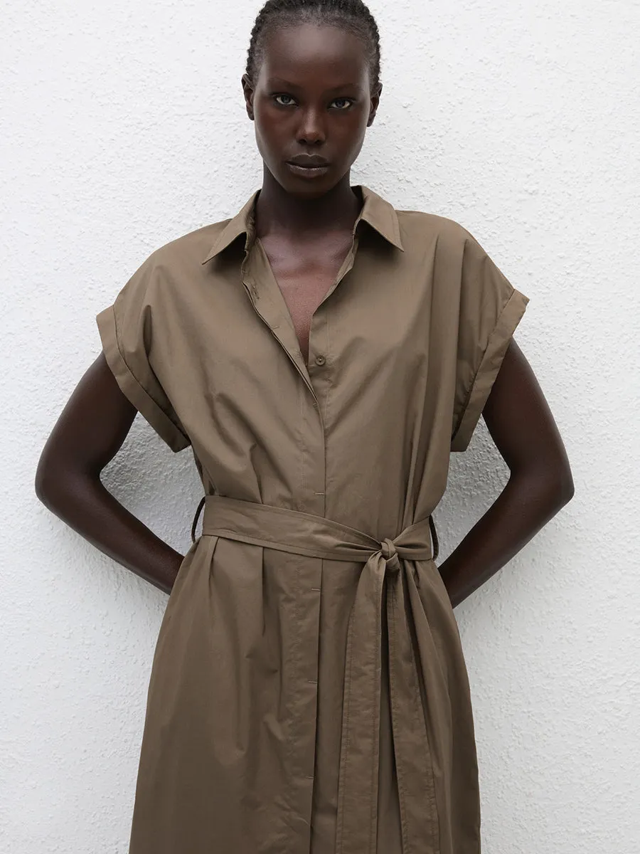 Sleeveless Shirt Dress in Birch