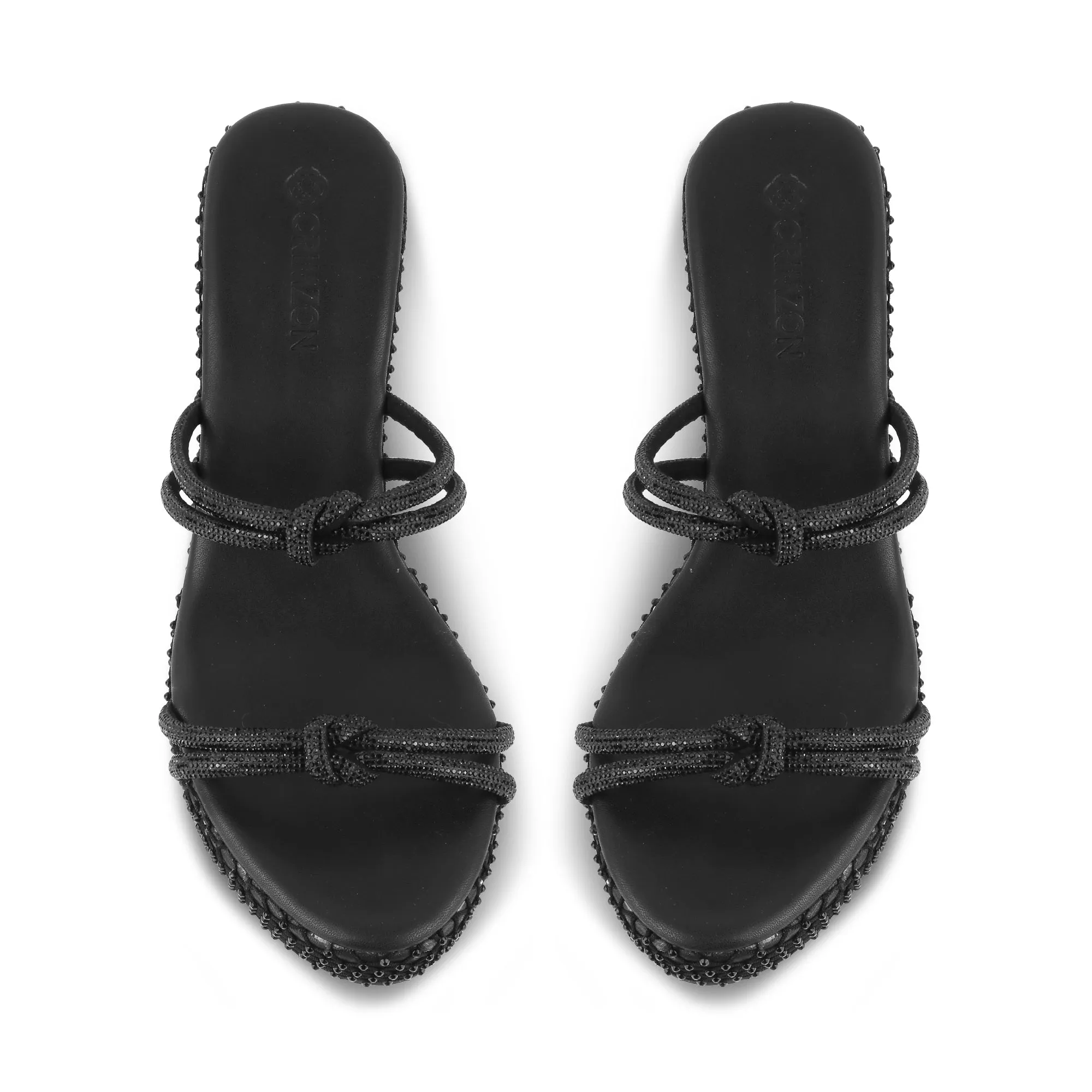 STARDUST- BLACK GLITTER WEDGES