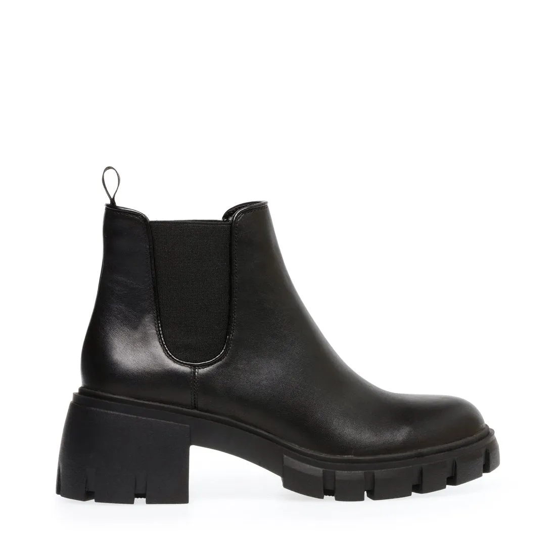 Steve Madden Women's Howler Block Heel Platform Ankle Boots Black Leather (8, BLACK)