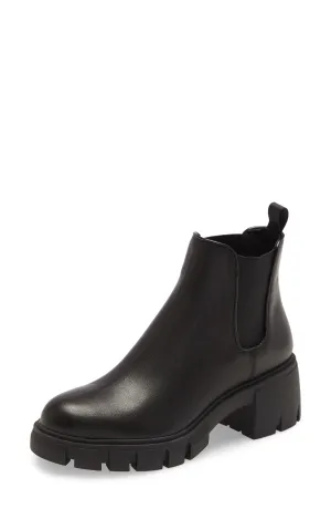 Steve Madden Women's Howler Block Heel Platform Ankle Boots Black Leather (8, BLACK)