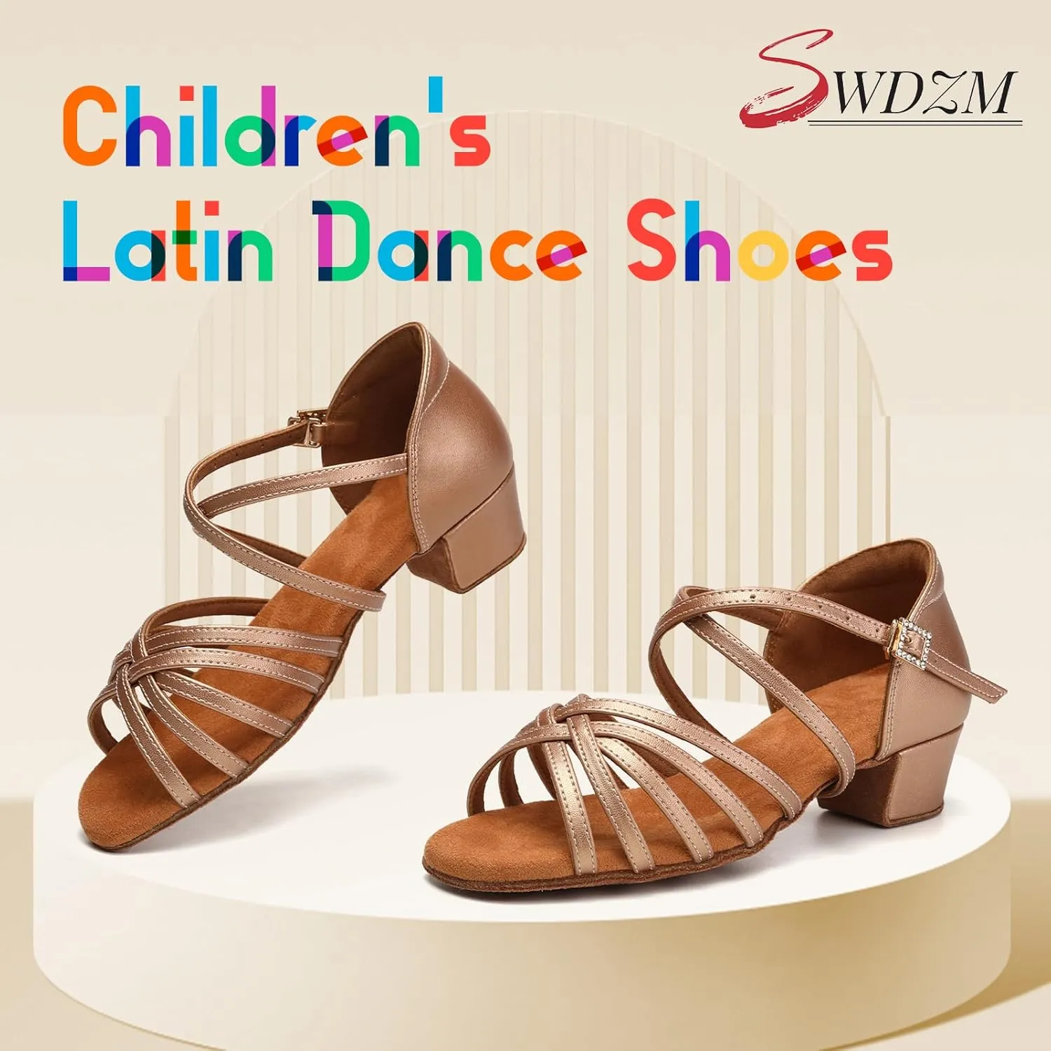 SWDZM Girls Latin Dance Shoes Low Heels Ballroom Salsa Tango Professional Dance Shoes