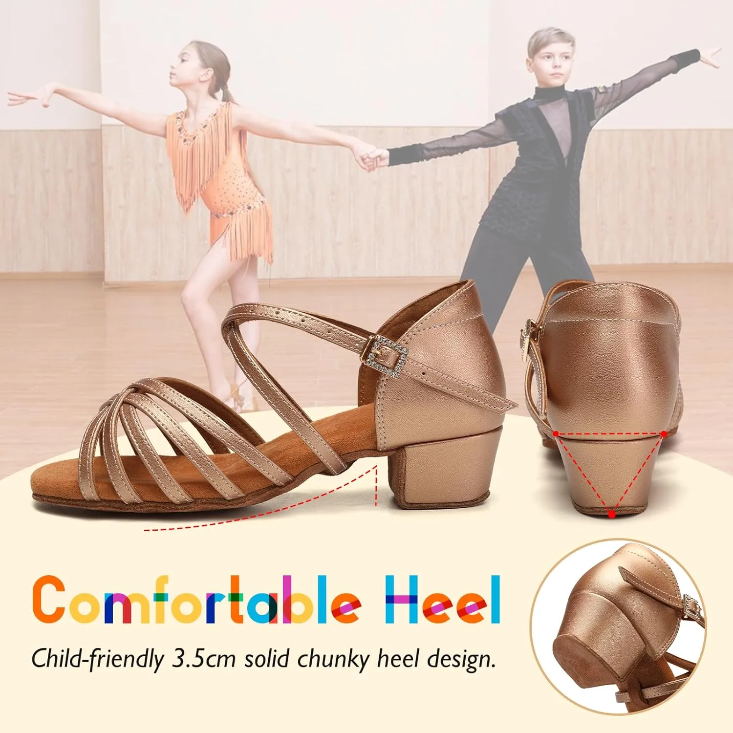 SWDZM Girls Latin Dance Shoes Low Heels Ballroom Salsa Tango Professional Dance Shoes