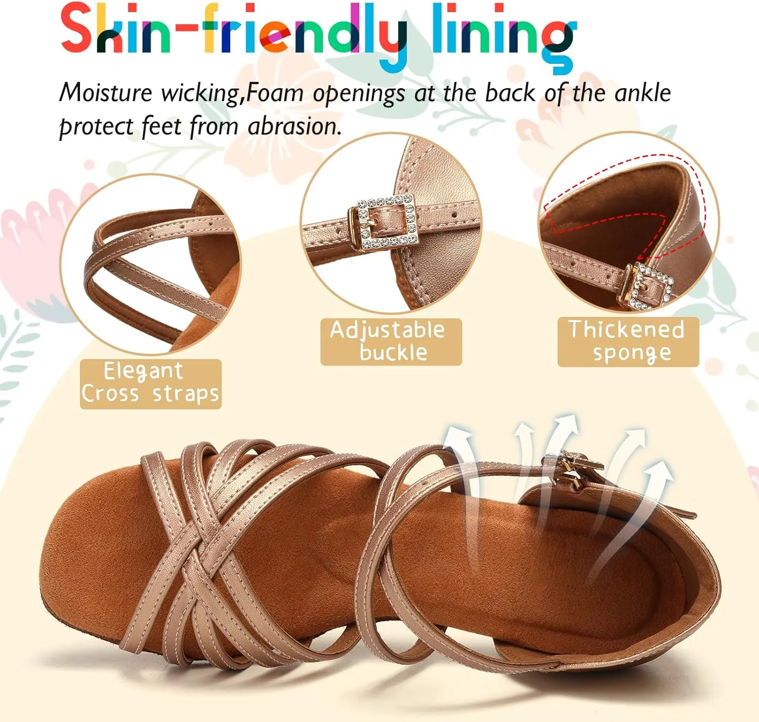 SWDZM Girls Latin Dance Shoes Low Heels Ballroom Salsa Tango Professional Dance Shoes