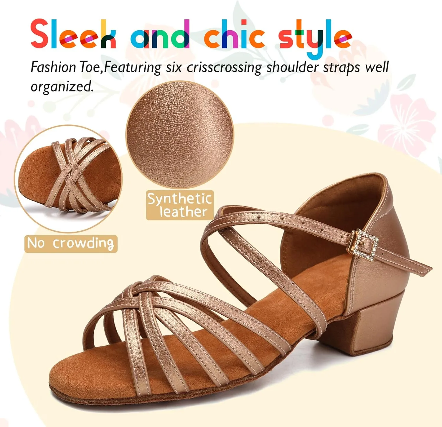 SWDZM Girls Latin Dance Shoes Low Heels Ballroom Salsa Tango Professional Dance Shoes
