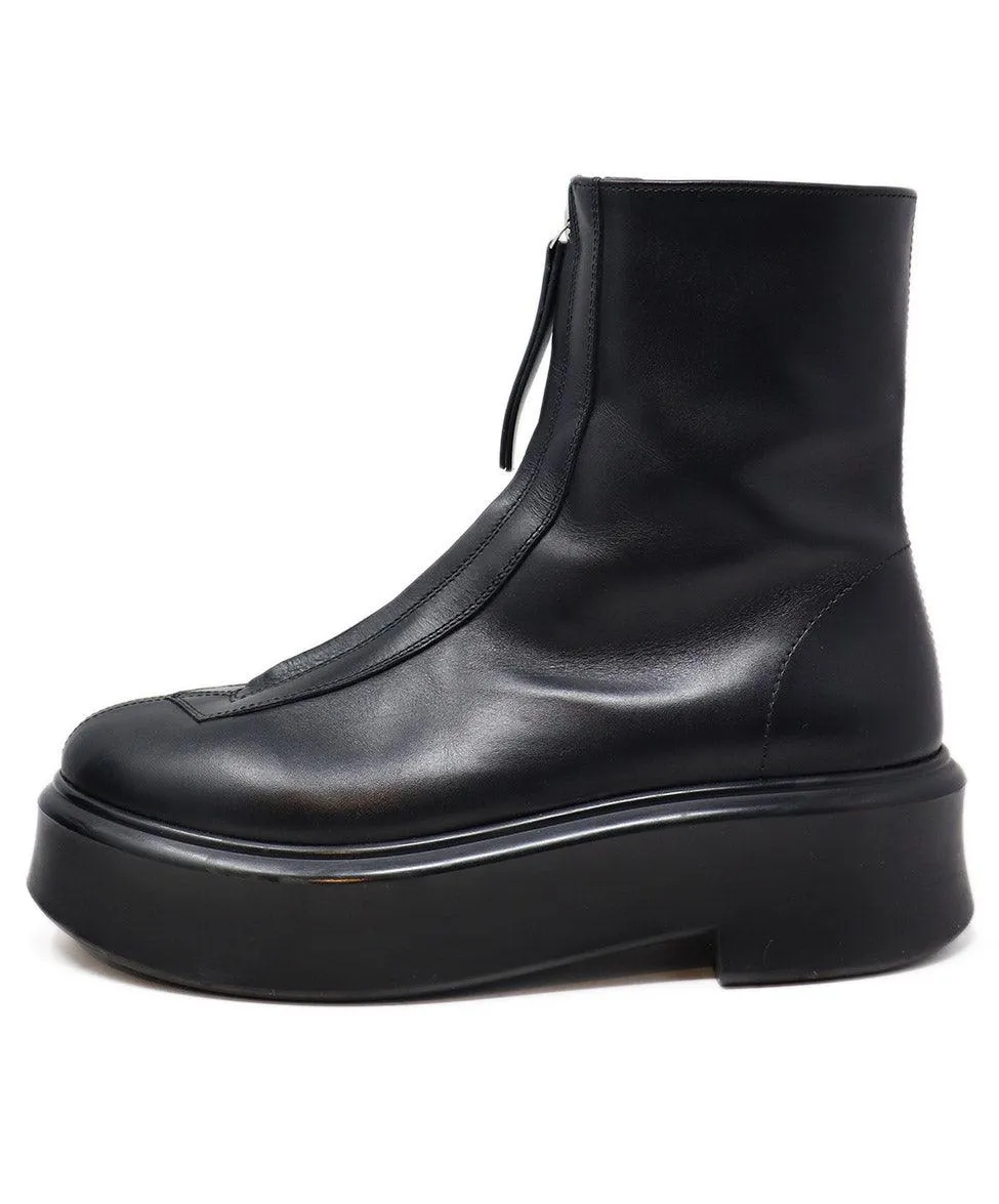 The Row Black Leather Platform Boots sz 9
