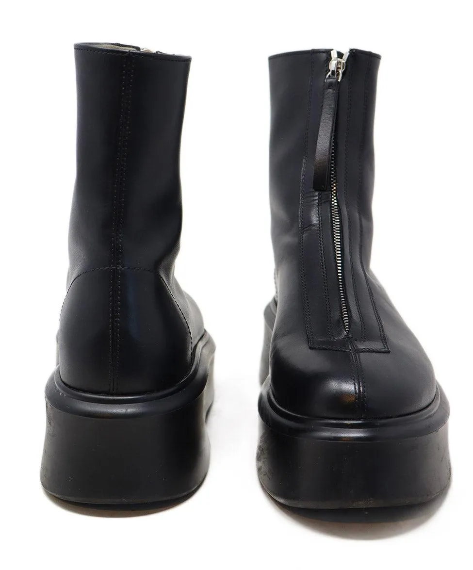 The Row Black Leather Platform Boots sz 9