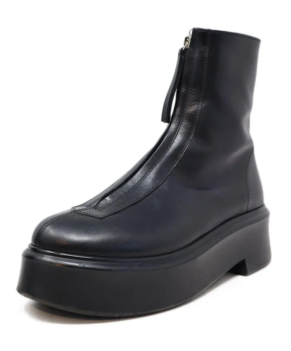 The Row Black Leather Platform Boots sz 9