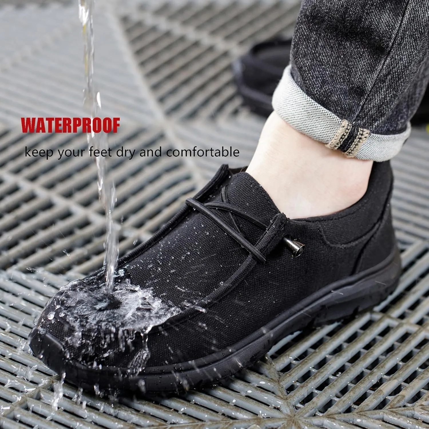 ulogu Non Slip Waterproof Shoes for Men WomenOil Resistant Slip On Work Loafers