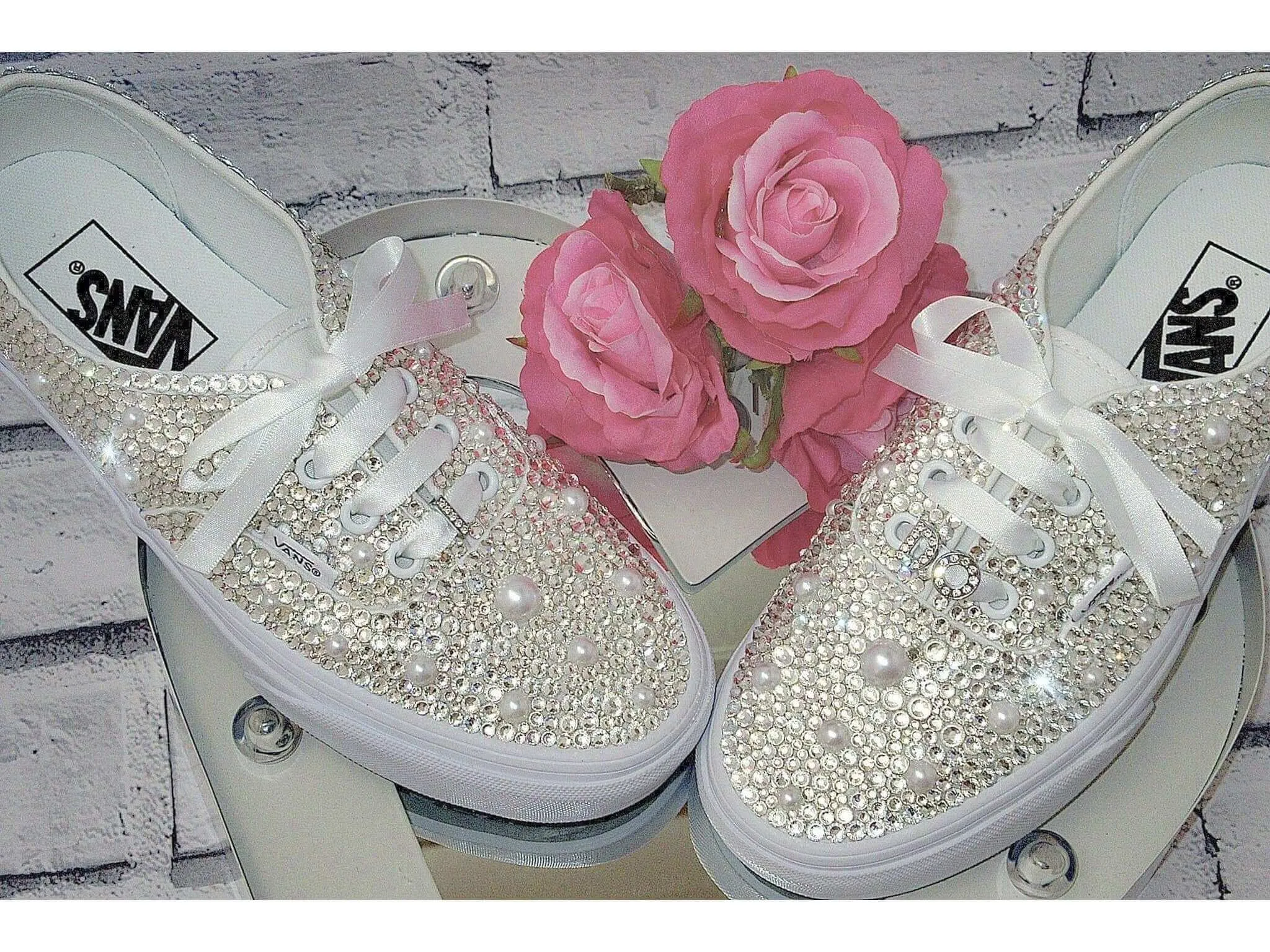 Wedding Sneakers - Bridal Sneakers  - Crystal wedding sneakers - Crystal Vans Sneakers - Wedding Trainers - Vans Authentic.