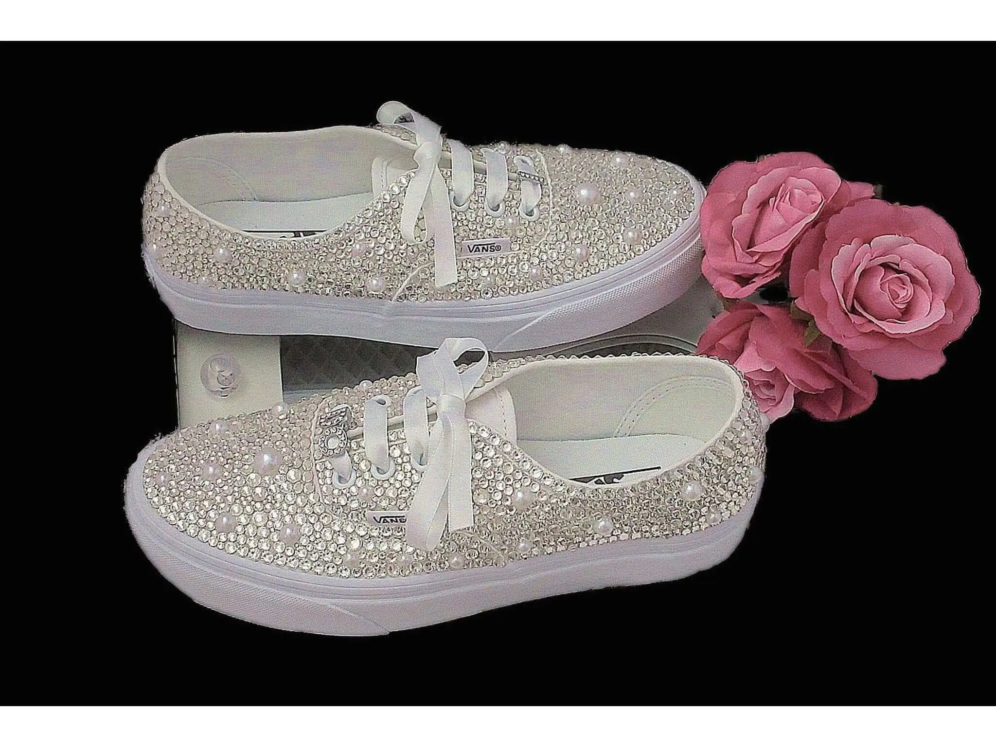 Wedding Sneakers - Bridal Sneakers  - Crystal wedding sneakers - Crystal Vans Sneakers - Wedding Trainers - Vans Authentic.