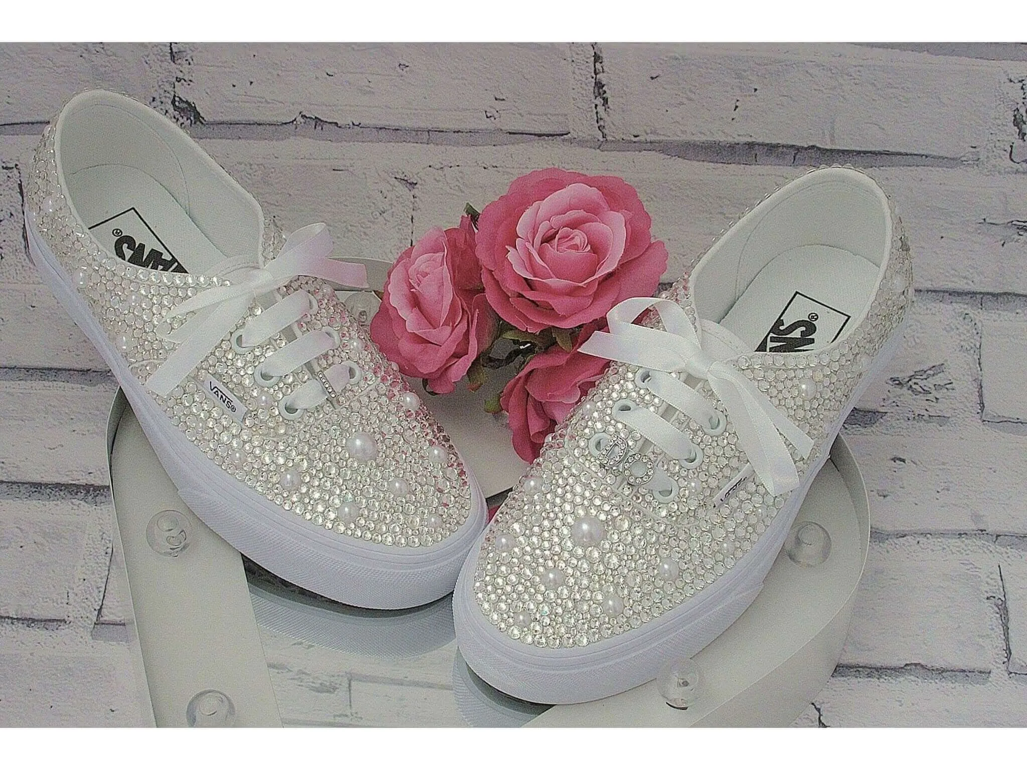 Wedding Sneakers - Bridal Sneakers  - Crystal wedding sneakers - Crystal Vans Sneakers - Wedding Trainers - Vans Authentic.