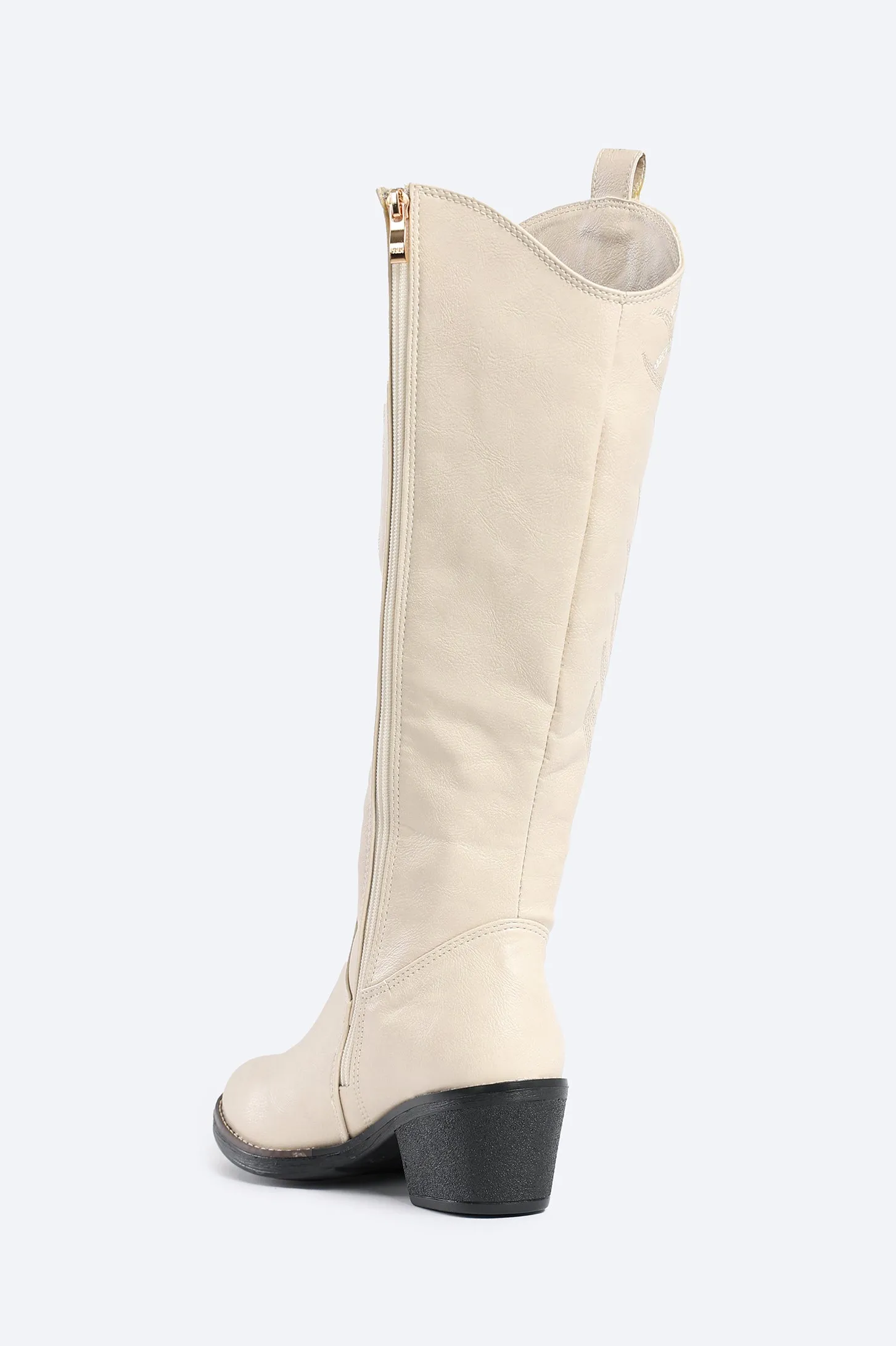WESTERN COWBOY BOOTS - BEIGE