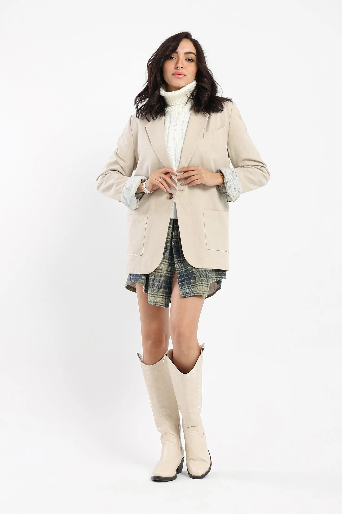 WESTERN COWBOY BOOTS - BEIGE