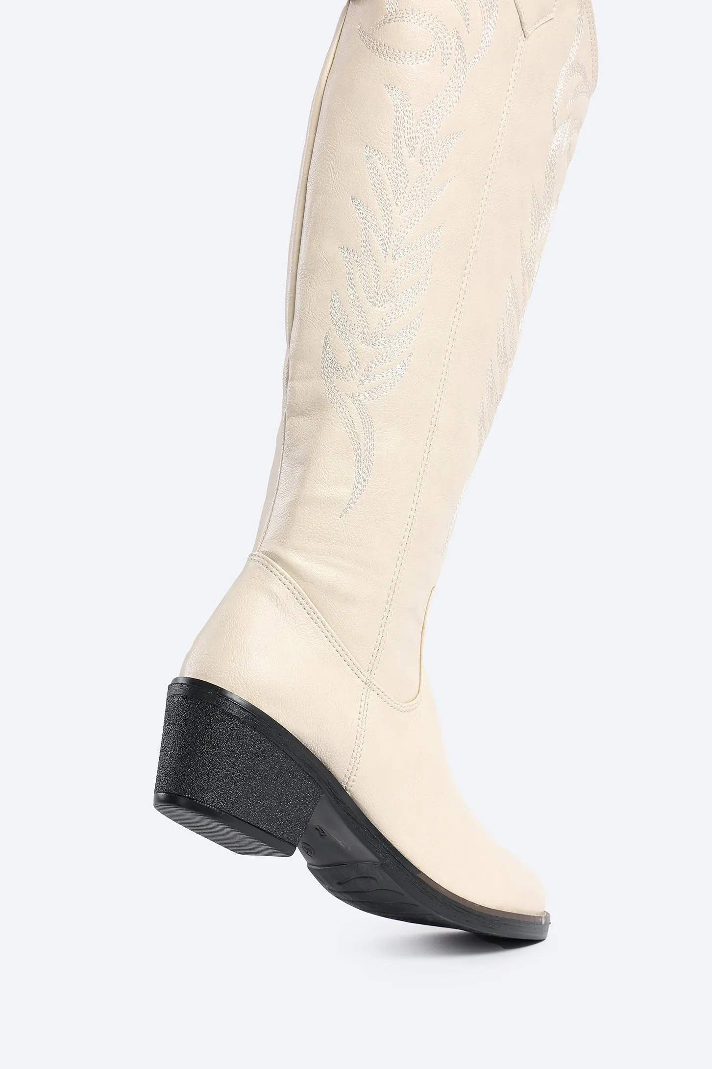 WESTERN COWBOY BOOTS - BEIGE