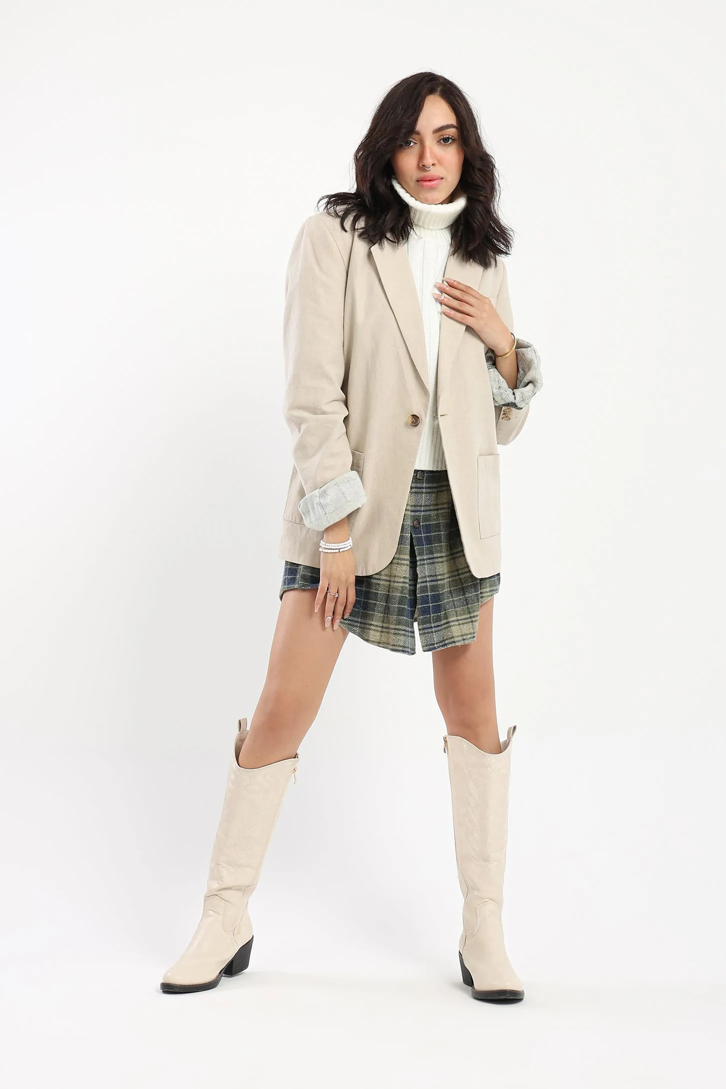 WESTERN COWBOY BOOTS - BEIGE