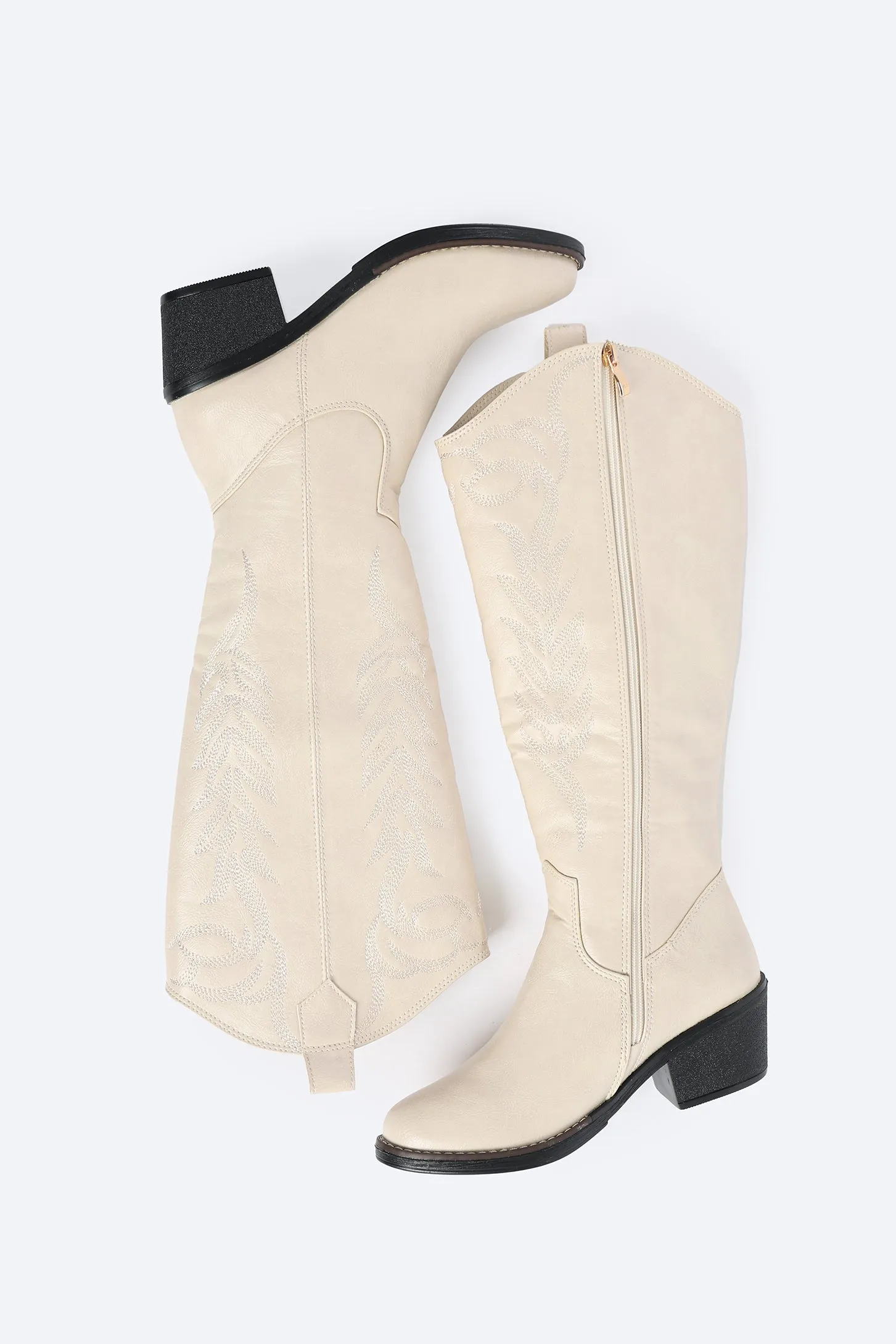 WESTERN COWBOY BOOTS - BEIGE