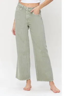 Wide Leg Cropped Denim in Desert Sage | Desert Sage