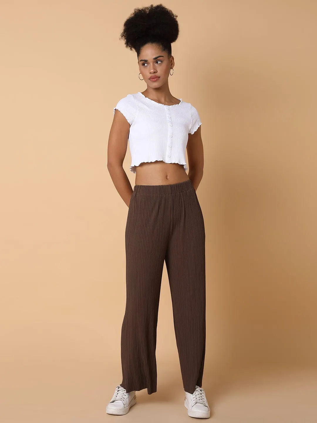 Women Brown Comfort Loose Fit Trousers