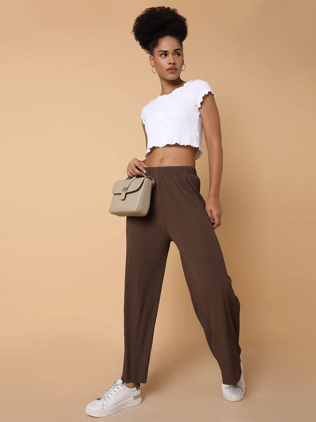 Women Brown Comfort Loose Fit Trousers