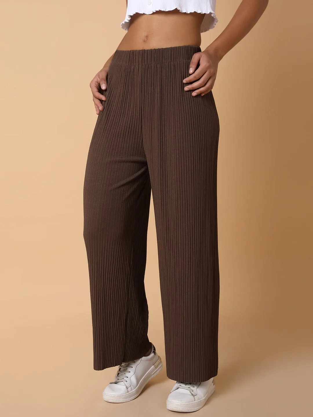 Women Brown Comfort Loose Fit Trousers