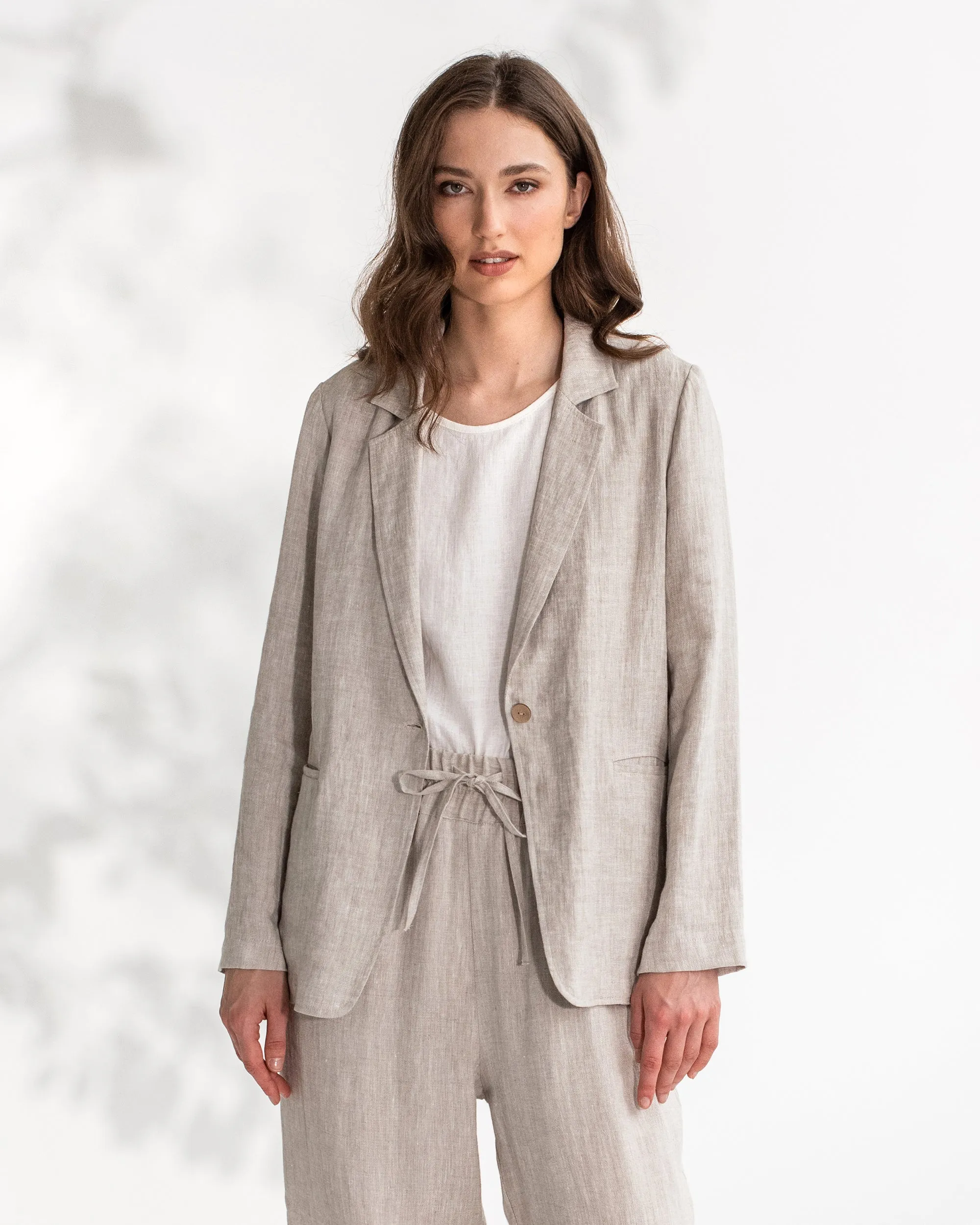Women's linen blazer PLACID in Natural melange