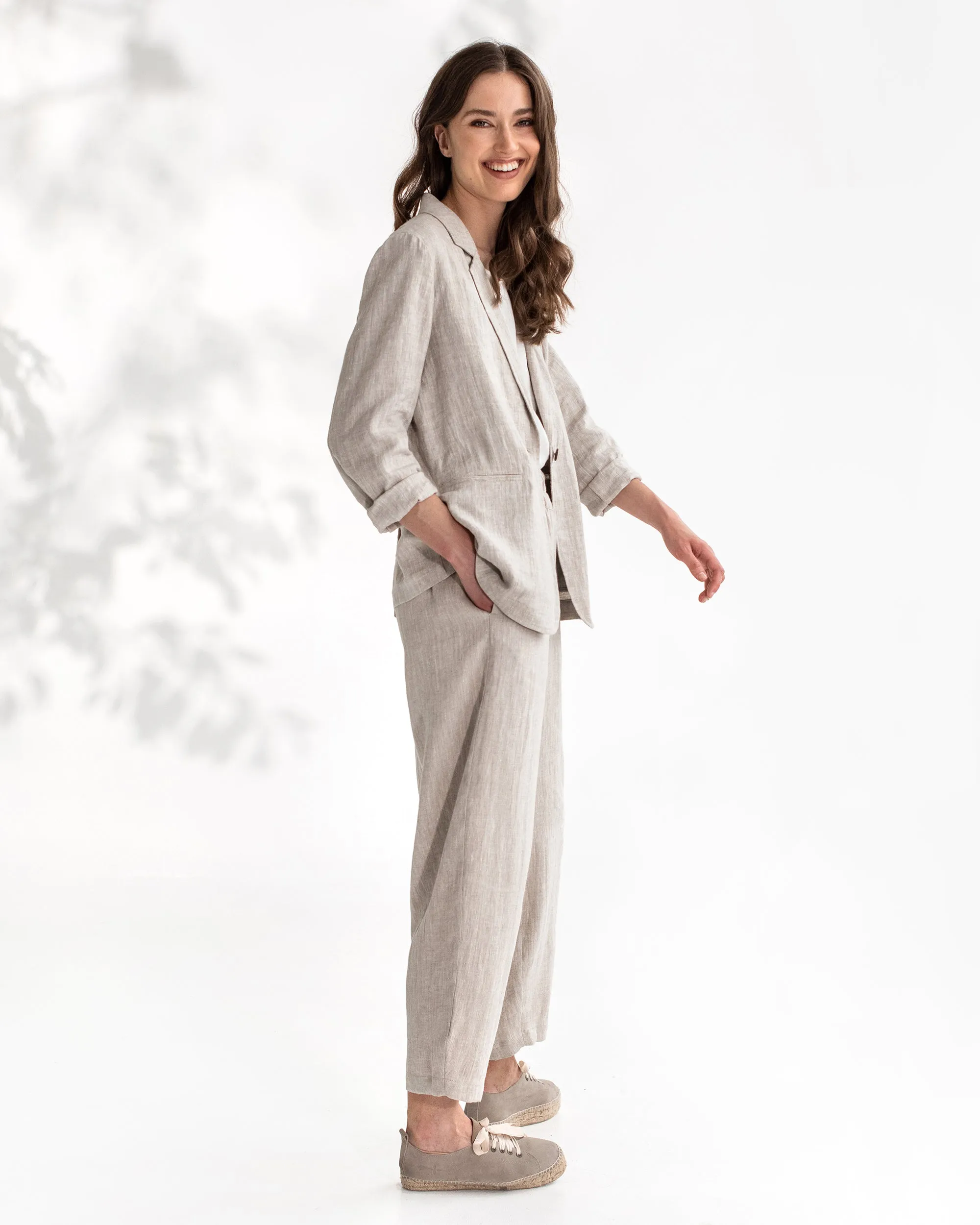 Women's linen blazer PLACID in Natural melange