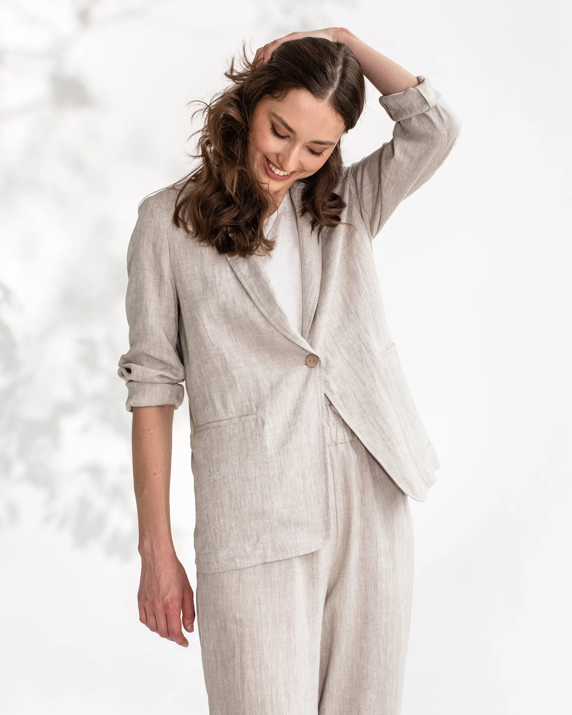 Women's linen blazer PLACID in Natural melange